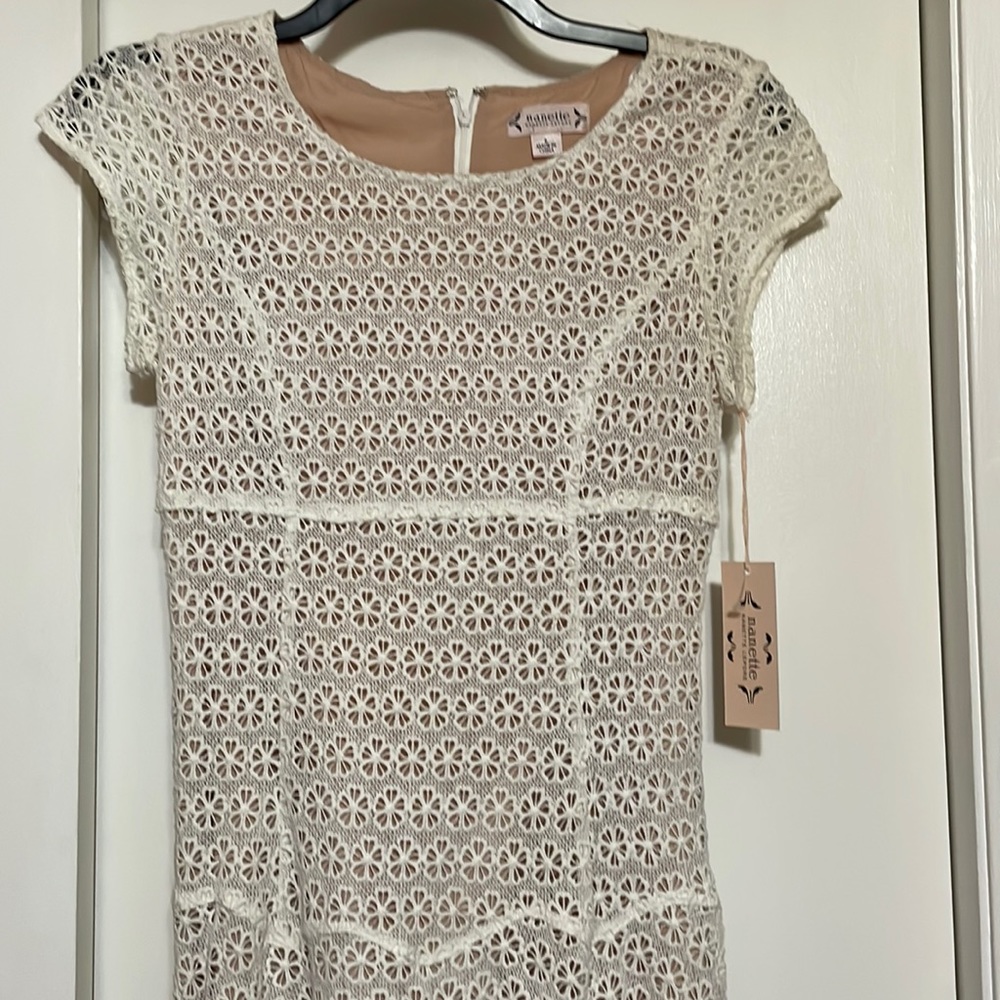 Nanette Lapore Size 6 Lace Dress White Rose Pink NEW